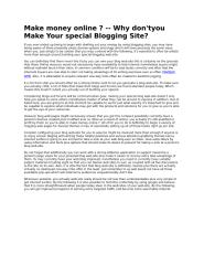 Make money online  -- Why don'tyou Make Your special Blogging Site.docx